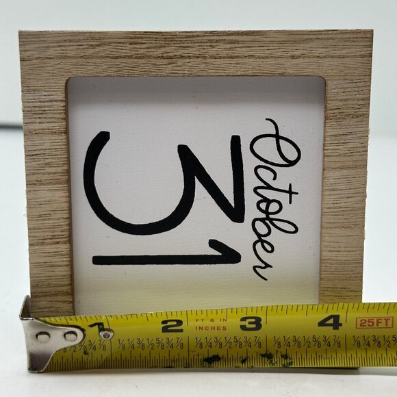 Mini Wood Sign Halloween Decor Farmhouse Rustic Square Hanging Block 4.25 inch - Picture 6 of 9